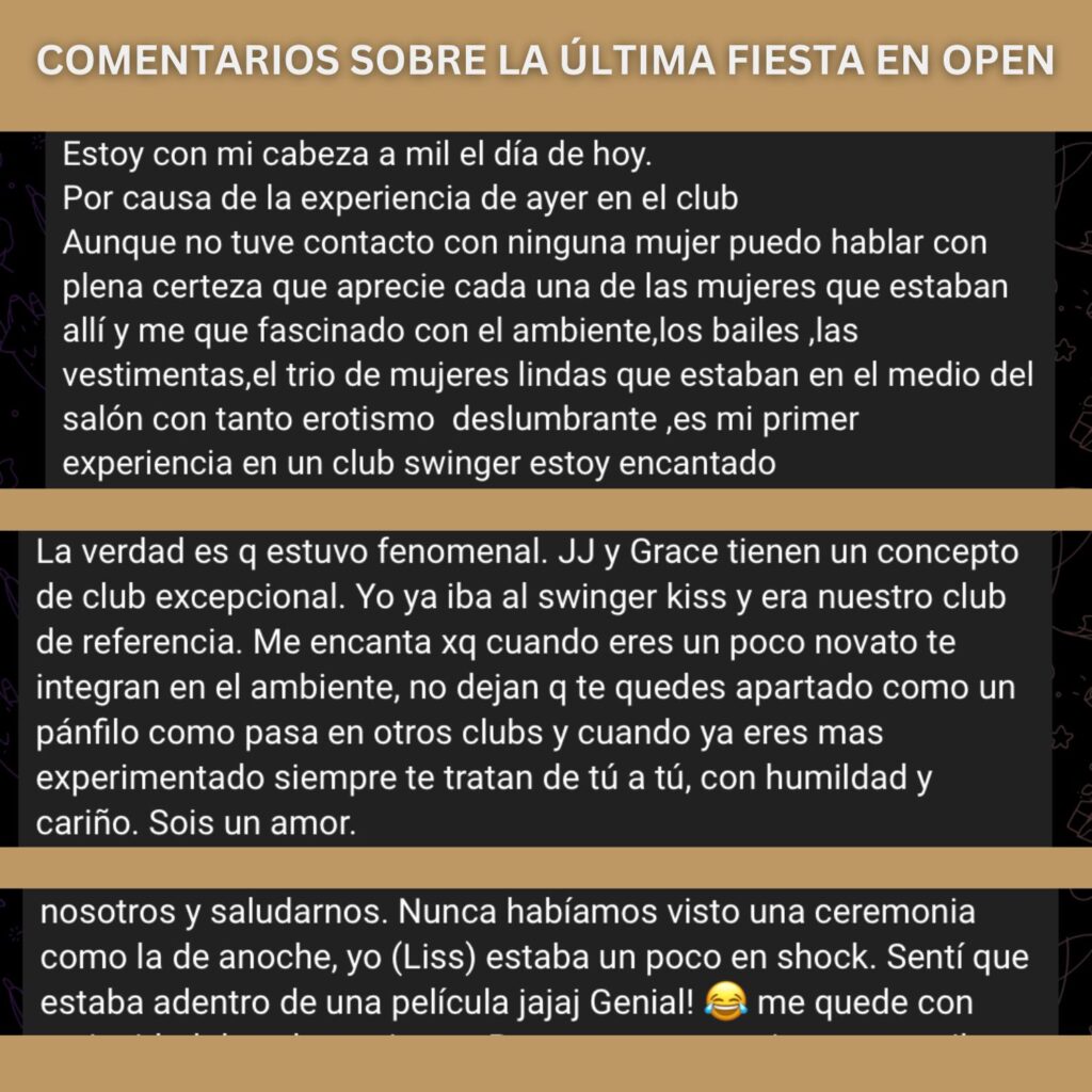 COMENTARIOS SOBRE LA ULTIMA FIESTA